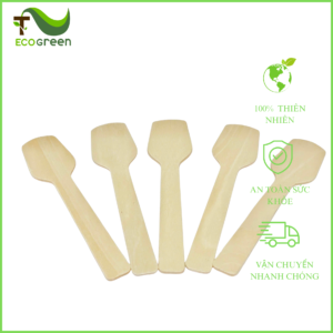 Muỗng gỗ vuông, dẹt dùng 1 lần – 10,5 cm