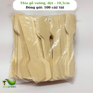 Alternative view of Muỗng gỗ vuông, dẹt dùng 1 lần – 10,5 cm