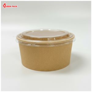 Tô/bát giấy kraft 1300ml (43Oz) nắp trong OPS
