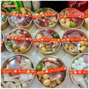 Alternative view of Tô/bát giấy kraft 1300ml (43Oz) nắp trong OPS