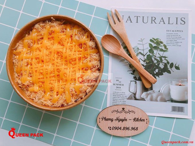 Tô/bát giấy kraft 1000ml (33Oz) nắp PP/PET - Ảnh 4